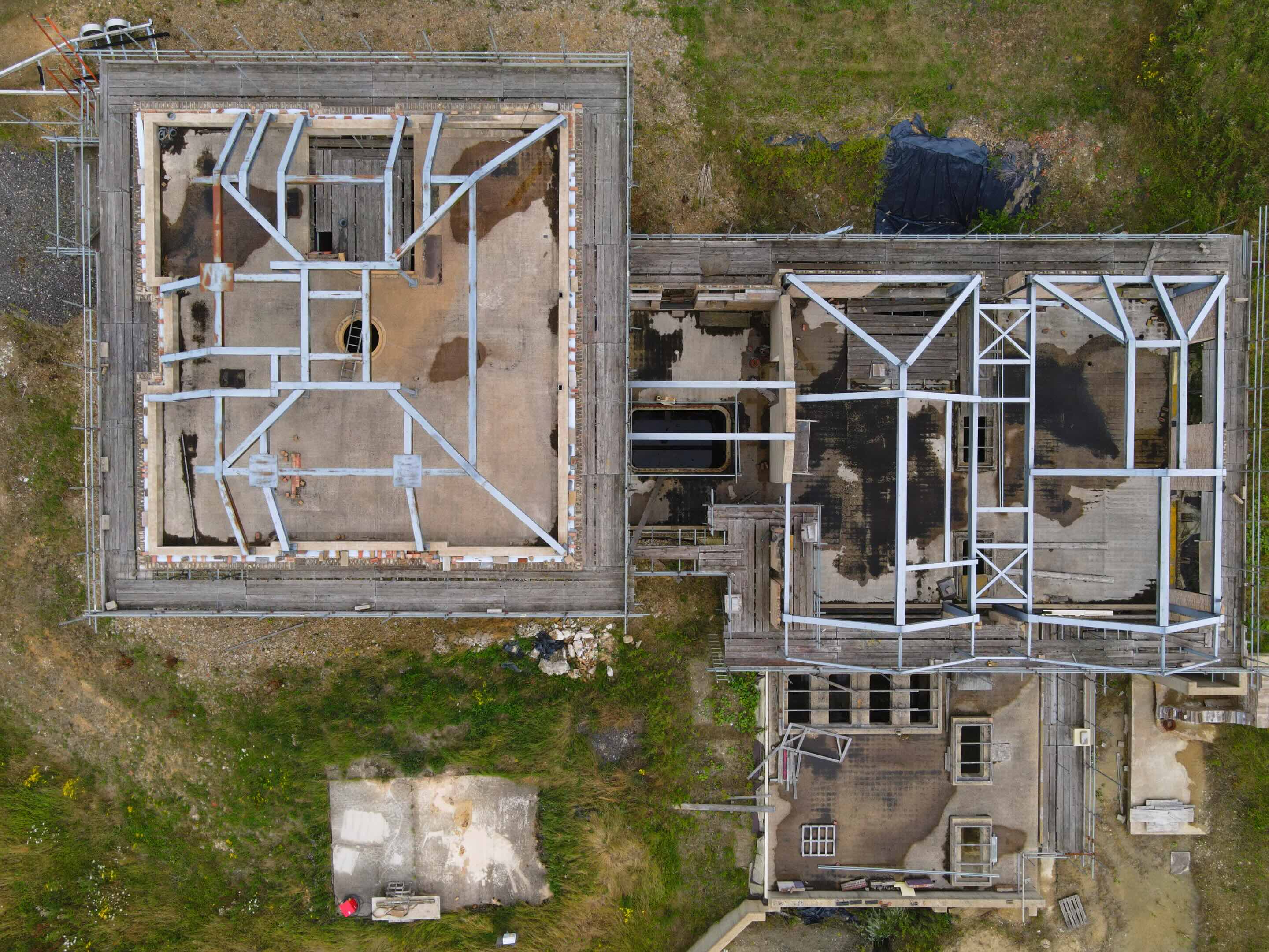 Drone photography service of a building site of a residential house
