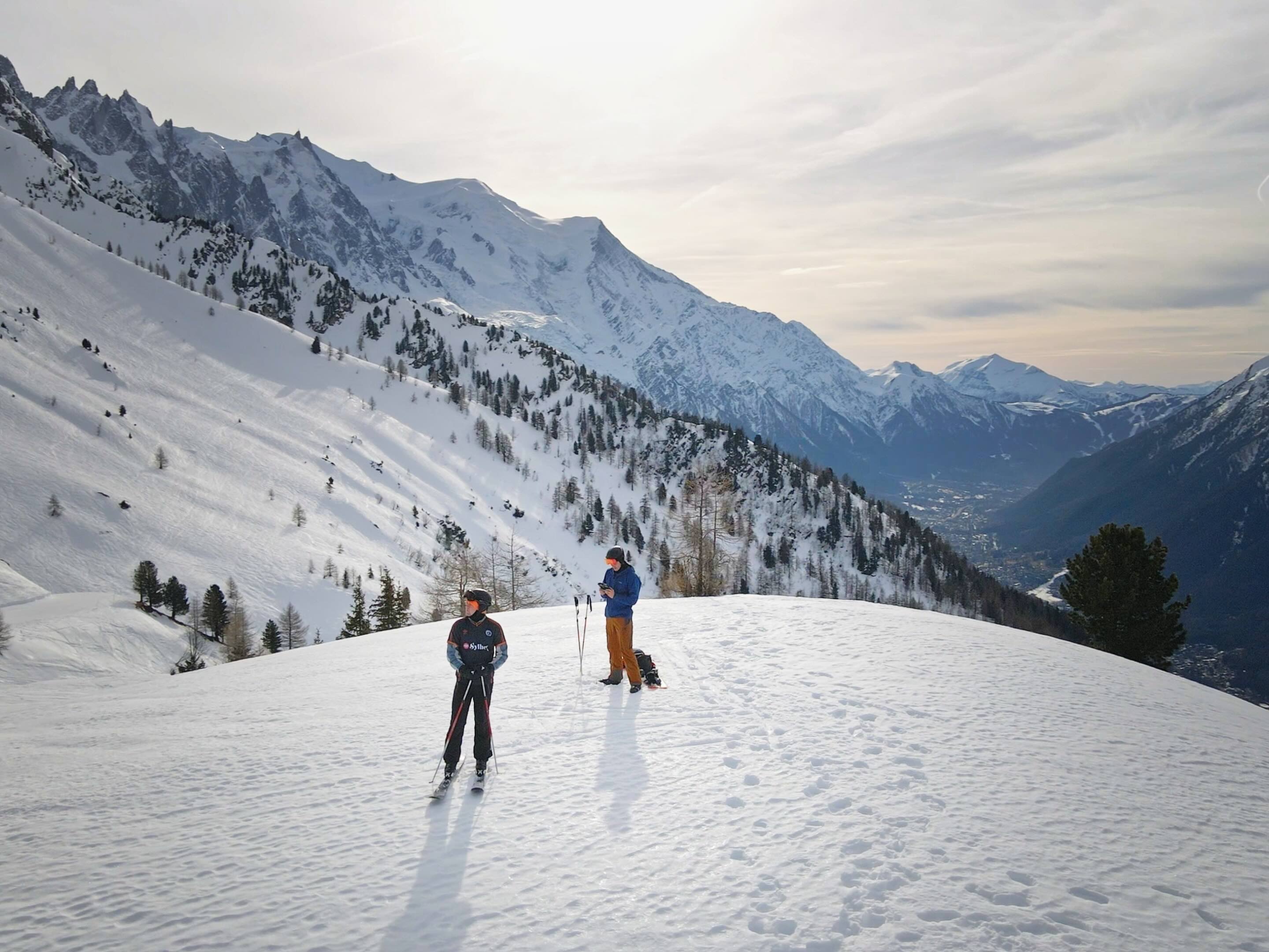 Aerial photography service of skiing