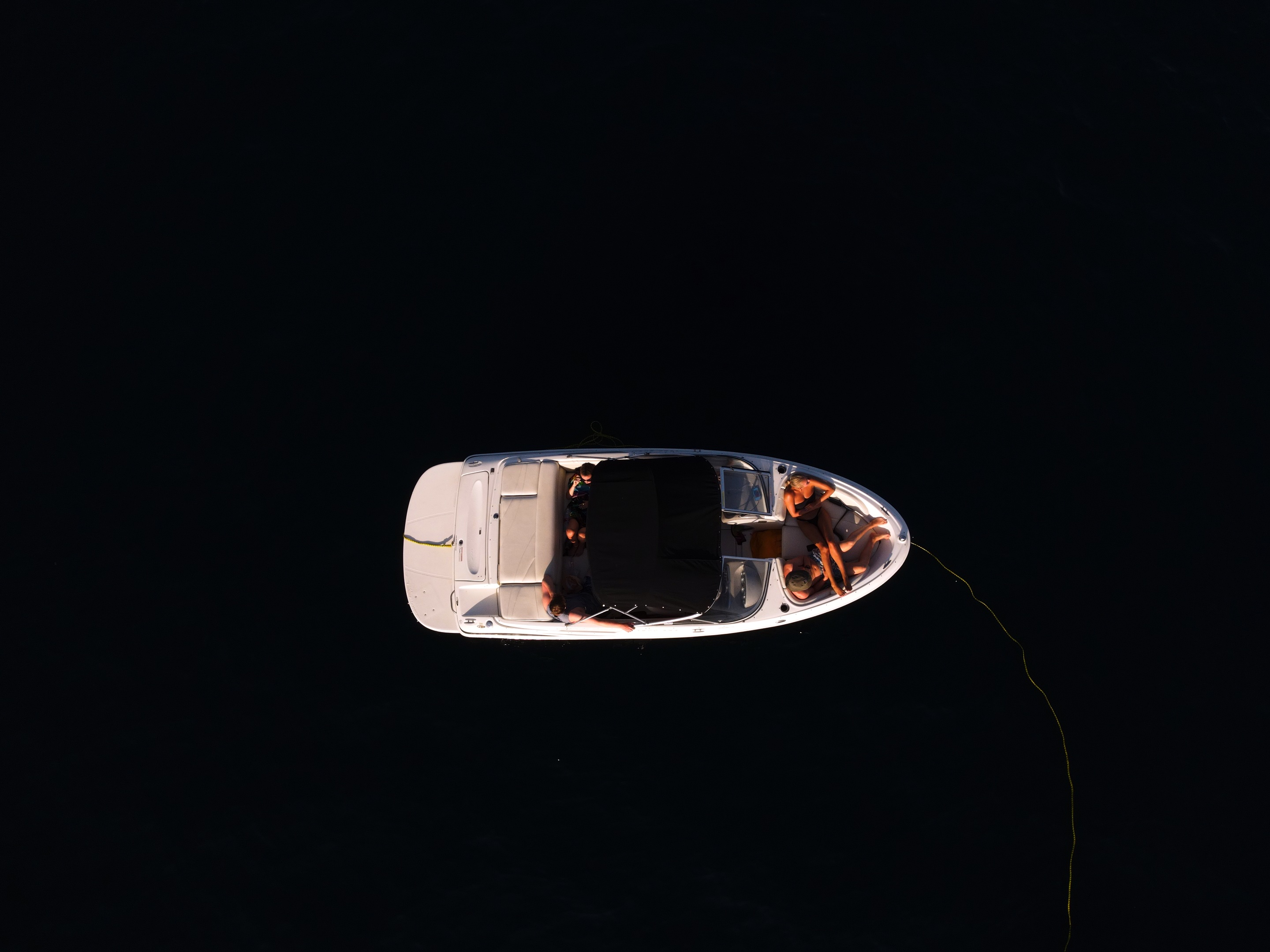 Drone photography service of a speed boat in the sea